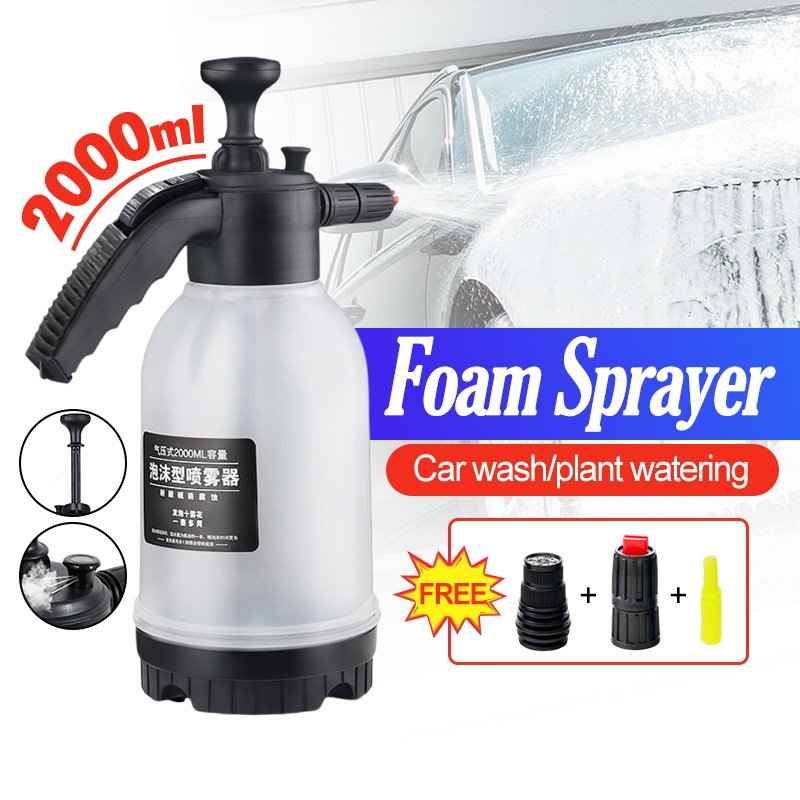  Bình Xịt Bọt Tuyết Rửa Xe Hơi   Xe Máy áp suất mạnh Cầm Tay bọt dầy đầu phun nâng cấp 2000ml 