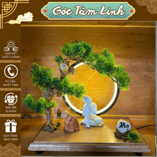 Thác Khói Trầm Hương Đức Phật Tự Tại Dưới Bóng Cây Bonsai , Tiểu Cảnh Đức Phật Tự Tại Và Chú Tiểu Nghỉ Mát Dưới Bóng Cây
