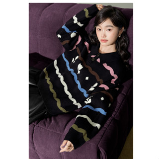 B0249 Áo len dệt kim họa tiết hoa dáng rộng hàng xuất của KUOSE - Natsushi
