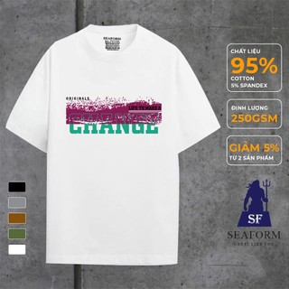 Áo thun nam nữ basic cổ tròn SEAFORM chất liệu Cotton Áo phông tay lỡ in hình Change Tshirt S177