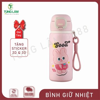 Bình giữ nhiệt trẻ em siêu cute inox 316 dung tích 500ml rất tiện dụng có thể để tai balo