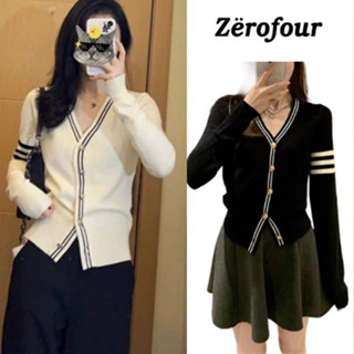  Áo khoác cardigan nữ thiết kế viền tay 3 sọc kiểu dáng Hàn Quốc siêu xinh ZEROFOUR 