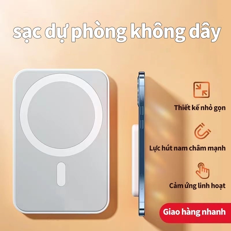 Pin Sạc Dự Phòng Không Dây Dung Lượng 10000mAh Full Hộp ( Hỗ trợ Từ 12 Trở lên )