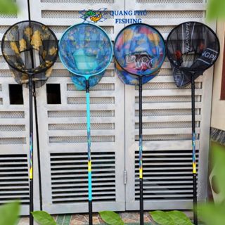 Vợt câu cá câu đài cacbon siêu nhẹ chắc chắn cán vợt 2m1 2m4 2m7 mặt vợt 35cm 40cm 45cm màu xanh màu đen