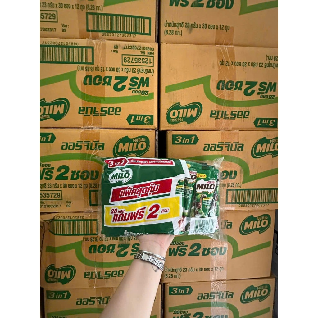 Sữa MILO Bột 3in1 Thái Lan - Bột MILO Hòa Tan Ít Ngọt Bịch 48 gói và 30 gói siêu hot date mới