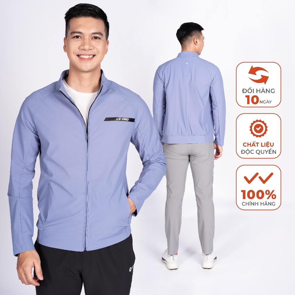 Áo Khoác Gió Nam 1 Lớp LV24W04M603 Livan Sport, Áo Dệt Kim Co Giãn Mềm Mại, Dễ Vận Động, Mặc Giao Mù