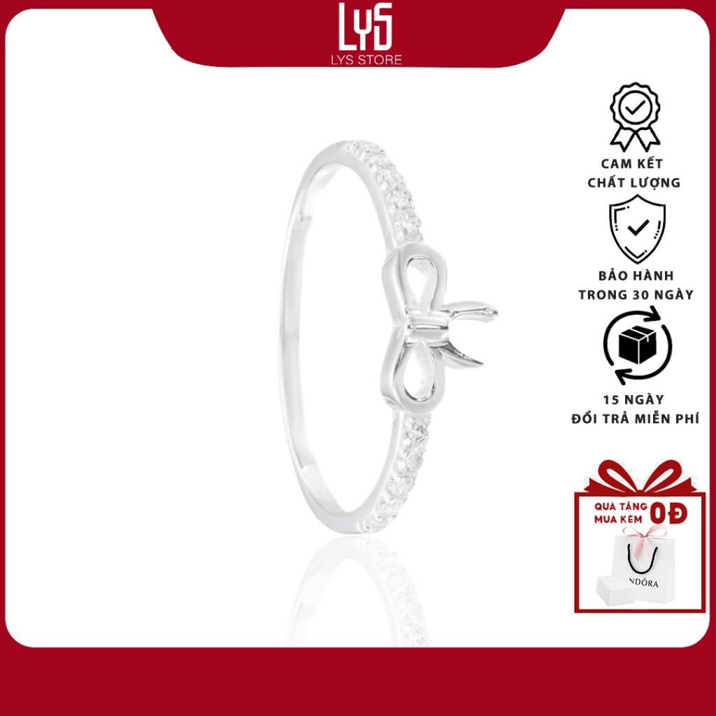 Nhẫn bạc nữ Lys Bow Delight Silver Ring 8278 Fullbox hộp PAN đầy đủ phụ kiện PAN - Nhẫn Bạc S925 cao