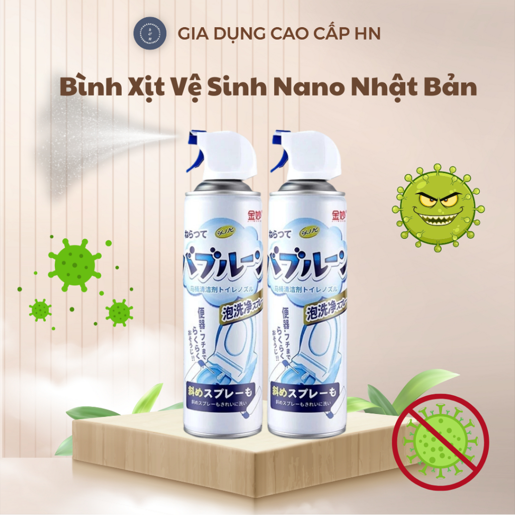 Chai Xịt Tẩy Rửa Bồn Cầu Dạng Bọt Tuyết Nano Nhật Bản, Loại Bỏ Vi Khuẩn, Vết Ố Vàng Dung Tích 500ML