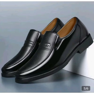 Giày tây lười nam trung niên da bò màu nâu đế khâu cao cấp, giày công sở nam đế cao su đúc chống trơn trượt