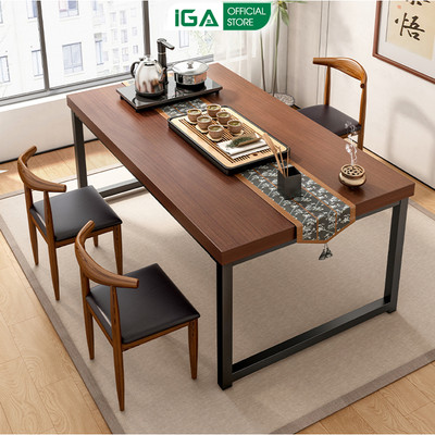 Bàn trà đạo gỗ dày 30mm khung thép chống ghỉ phủ sơn tĩnh điện thương hiệu IGA - GM166