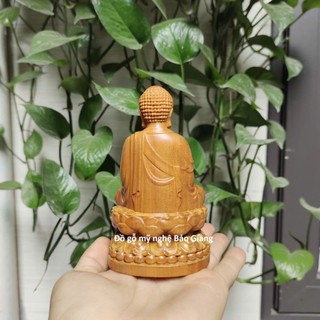Tượng phật a di đà để ô tô gỗ bách thơm