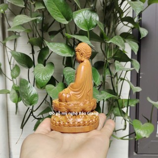 Tượng phật a di đà để ô tô gỗ bách thơm
