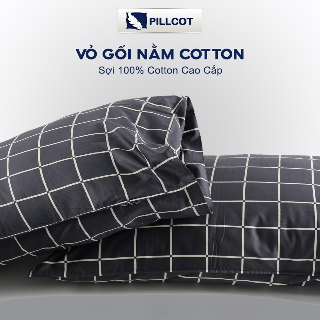 Vỏ Gối Nằm Cotton họa tiết PILLCOT bao gối nằm ngủ cotton cao cấp kích thước 50x70cm