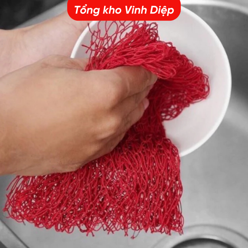 Lưới rửa chén bát, giẻ rửa bát màu đỏ, cọ bát