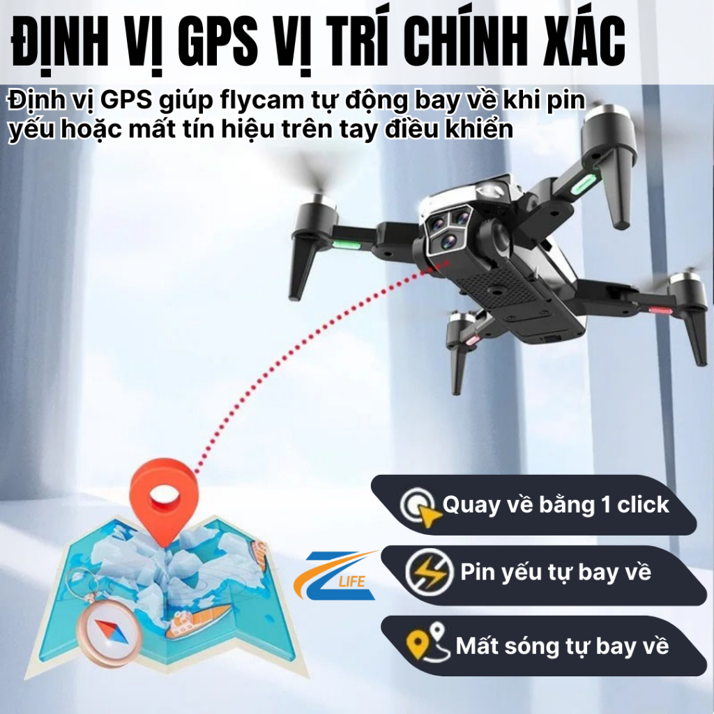 Flycam Zlife Z619 Drone Pro, Máy Bay Camera Full HD Quay Phim Chụp Ảnh, Định Vị GPS Quay Về Khi Hết Pin | BigBuy360 - bigbuy360.vn