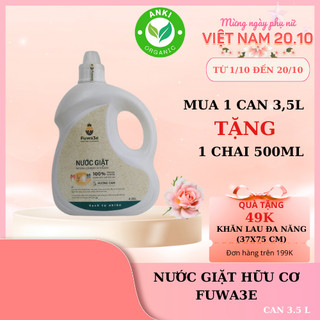 Nước giặt hữu cơ FUWA3E chai 3.5 lít, hương cam, bạc hà, an toàn cho bé
