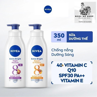 [CHÍNH HÃNG] Bộ 2 Sữa Dưỡng Thể NIVEA 8 Super Foods Ngày Và Đêm Dưỡng Sáng Da | Phục Hồi | Bảo Vệ Da (350 ml)