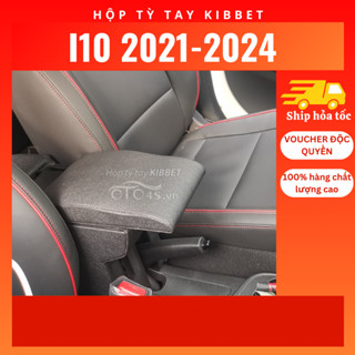 Hộp tỳ tay I10 2024 Kibbet lắp cho bản quạt gió  loại 1490 thiết kế liền khối tích hợp cổng sạc USB có nắp trượt - OTO4S