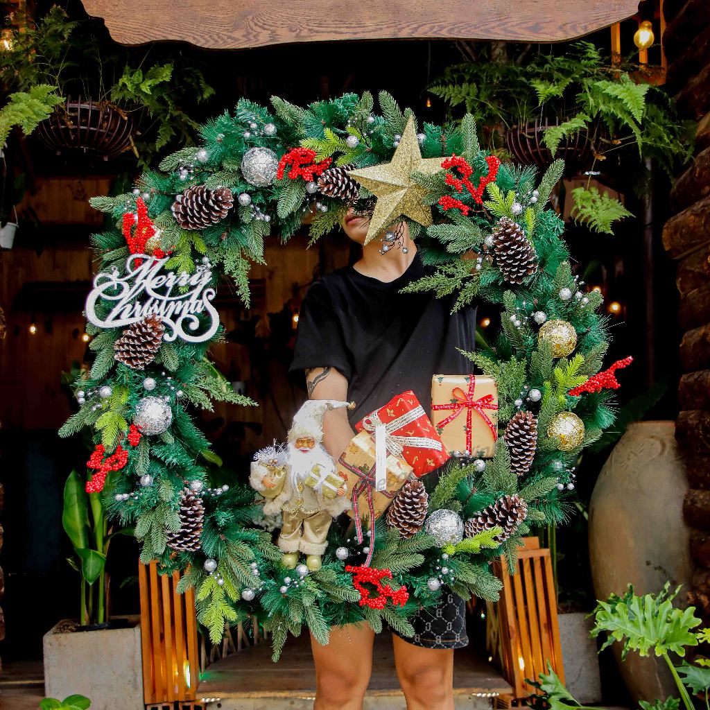 Vòng Hoa Lớn 1 Mét VHL01 Trang Trí Noel Giáng Sinh