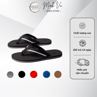 Dép kẹp nam - nữ cao cấp, đế cao su dày 1,5cm chống trơn trượt, quai dù sọc trắng