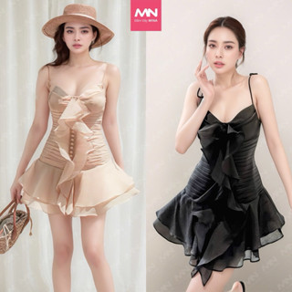 Váy dự tiệc MINA hai dây xếp ly xoè bèo mini chất lụa xinh đẹp - MN289