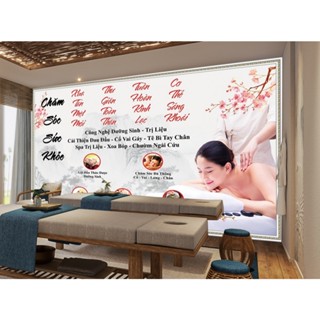  Tranh Lụa Dán tường tiệm Spa gội đầu massage đông y dưỡng sinh  Keo dán tặng kèm  