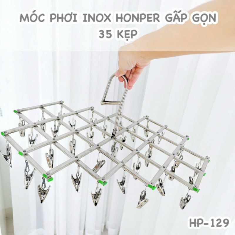 MÓC PHƠI INOX GẬP GỌN  35 KẸP BỀN ĐẸP