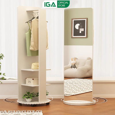 Gương toàn thân xoay 360 tích hợp kệ để đồ tiện dụng thương hiệu IGA - Gp285
