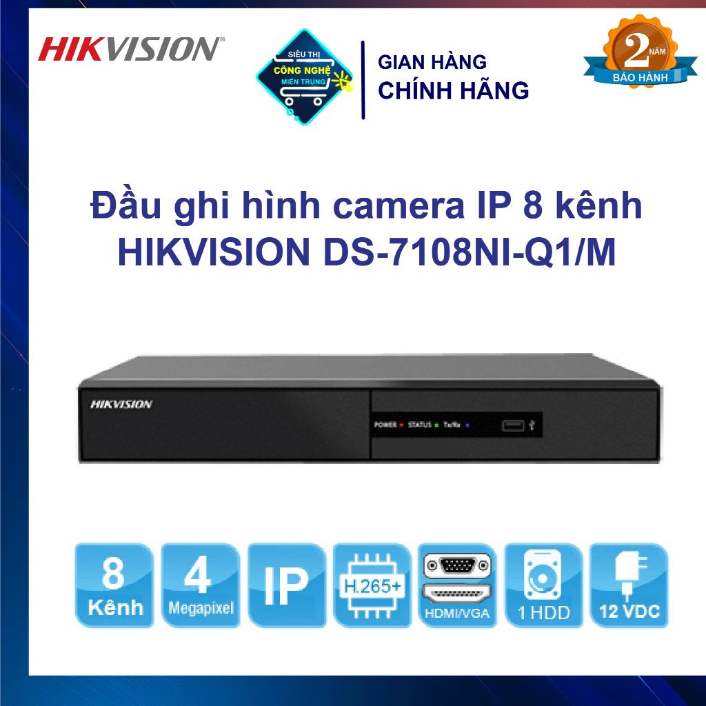 Đầu ghi hình camera IP 8 kênh HIKVISION DS-7108NI-Q1/M hàng chính hãng nguyên seal