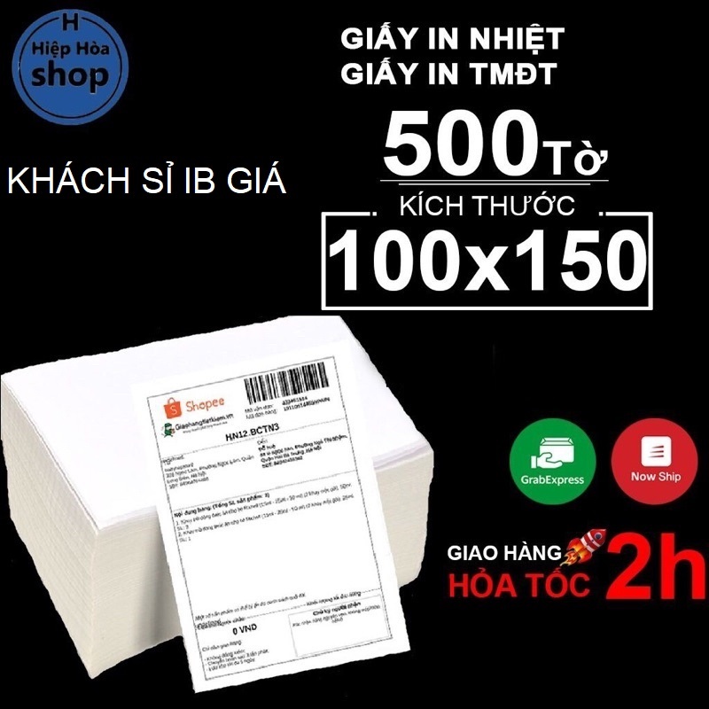 Giấy in nhiệt khổ A6 100x150 500 tờ tự dính