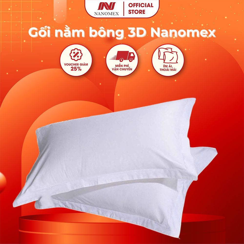 Gối nằm bông 3D Hàn Quốc cho cả người lớn và trẻ em tiêu chuẩn khách sạn 4-5 sao Nanomex