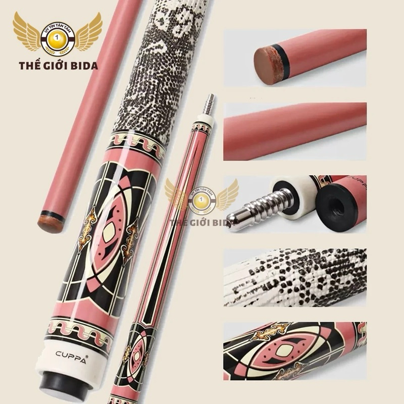 Cơ Bida CUPPA PD Full Carbon - Cơ Bi-a Cuppa Hồng Carbon ( Giao Hỏa Tốc )