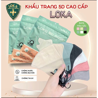  Thùng 100 chiếc khẩu trang 5D Loka mask kháng khuẩn 3 lớp nhiều màu 