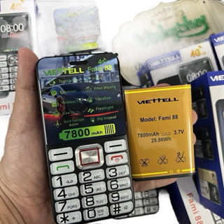 Điện thoại 4G Viettell người già 4G Fami 88 4G mh 2.4in, pin 7800mAh, loa to, bàn phím to, chữ to