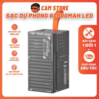 Sạc Dự Phòng RP609 60.000mAh - Sạc Nhanh 22.5W, 6 Cổng, Sạc 7-14 Lần ĐT, Thiết Kế Container, Tích Hợp Đèn Led | REMAX