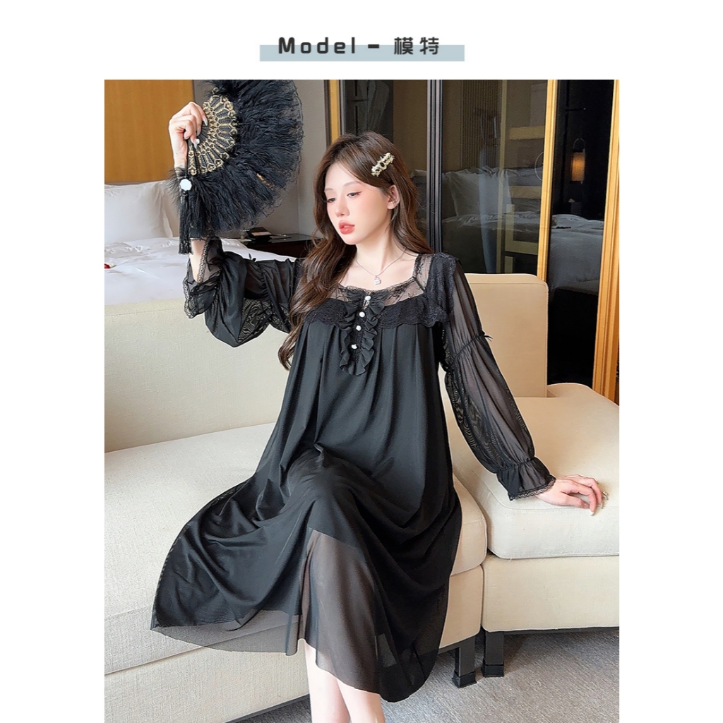 Đầm Ngủ Dài Tay Pha Ren LICERIA  A3510 Có Đệm Ngực Dành Cho Nữ Phong Cách Công Chúa Chất Mềm Mịn | BigBuy360 - bigbuy360.vn