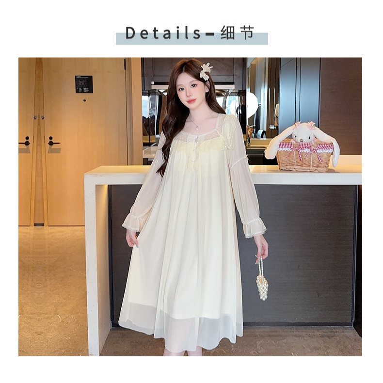 Đầm Ngủ Dài Tay Pha Ren LICERIA  A3510 Có Đệm Ngực Dành Cho Nữ Phong Cách Công Chúa Chất Mềm Mịn | BigBuy360 - bigbuy360.vn