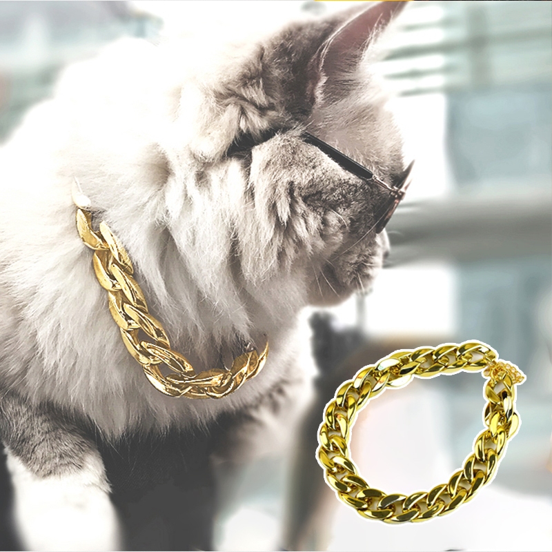 Dây chuyền vàng, vòng cổ, xích mạ vàng cho chó mèo - thời trang, phụ kiện thú cưng