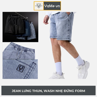 Quần Short Jean Nam Lưng Thun Trên Gối Thời Trang Thương Hiệu Y2010 No Style M84 23563 |YaMe|