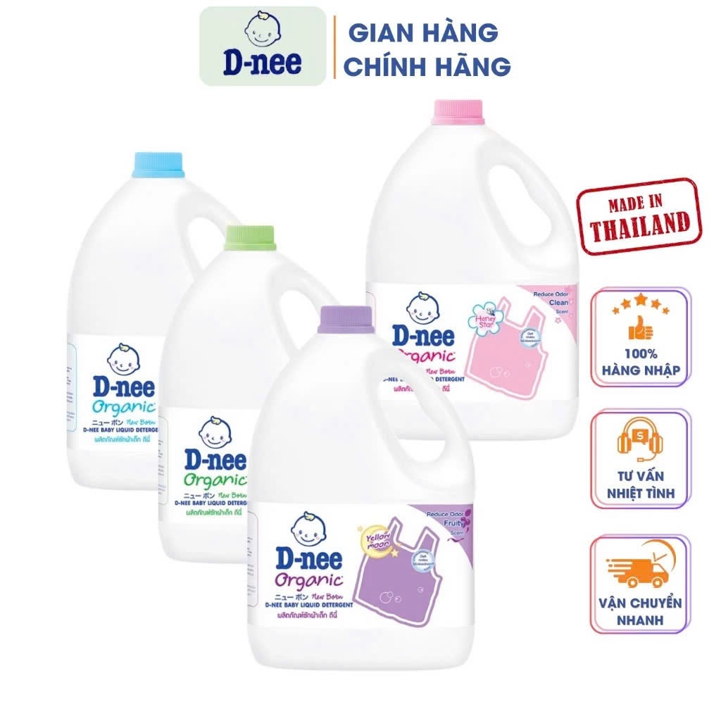 Nước giặt quần áo D-nee  - Yellow Moon - Lovely Sky- Organic Aloe Vera- Honey Star 3000ML