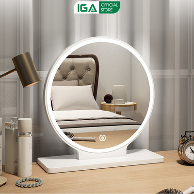 Gương để bàn viền led cảm ứng 1 chạm thương hiệu IGA - Gp214