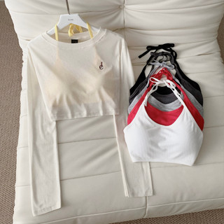 ÁO CROPTOP TAY DÀI CHẤT VẢI THUN GIẤY (Không kèm áo trong ) - SOLMA - 10787