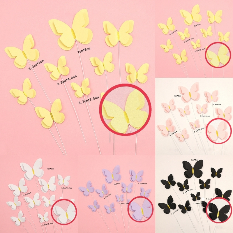 Đồ Trang Trí Bánh [FREESHIP🚗] Sét 10 Bươm Giấy 2 LỚP Trang Trí Bánh Kem Happy Women's Day 20-10