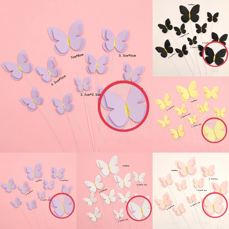 Đồ Trang Trí Bánh Kem [FREESHIP❤️] Sét 10 Bươm Giấy 2 LỚP Trang Trí Bánh Kem Happy Women's Day 20-10