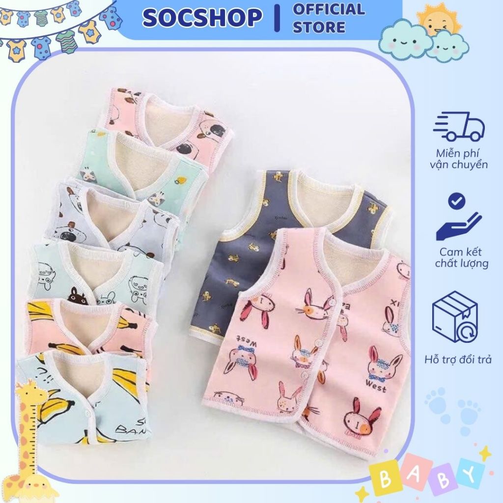 Áo gile lót bông cho bé mềm mại ấm áp cho bé (3-15kg)