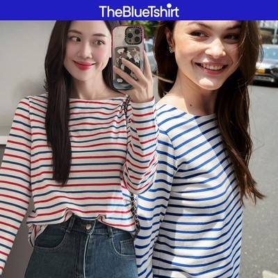 TheBlueTshirt - Áo thun tay dài hoạ tiết sọc nữ - Number 6 Long Sleeve - Signature Stripe Premium Cotton