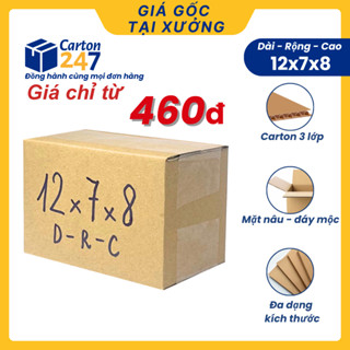 12x7x8 COMBO 100 Hộp carton gói hàng đựng phụ kiện giá rẻ - Carton 247