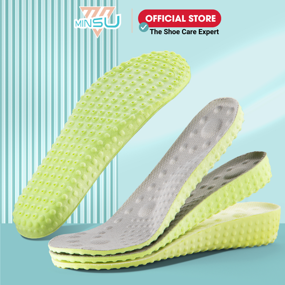Lót Giày Tăng Chiều Cao Massage Bàn Chân MINSU M7021 Độn Nâng Đế Thâm Hút Mồ Hôi Thoáng Khí Khử Mùi Cho Sneaker Nam Nữ