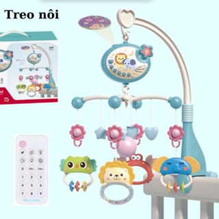  Đồ chơi treo nôi cũi kèm gặm nướu cho bé sơ sinh xoay 360 kích thích thị giác có hộp nhạc TẶNG điều khiển chế độ tự tắt 