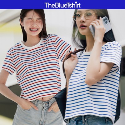 TheBlueTshirt - Áo thun tay ngắn phom mid crop nữ - Everyday Tee - Signature Stripe Premium Cotton - Women